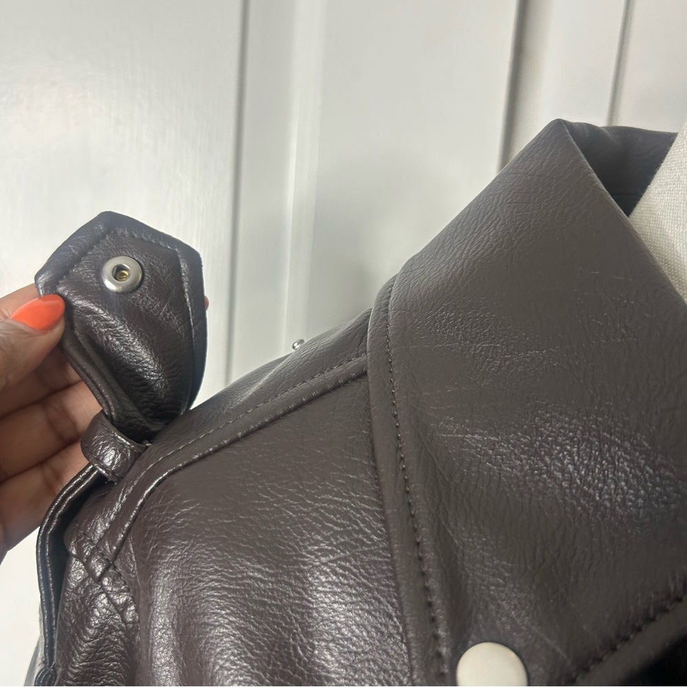 NWT (size XS) H&M Brown Leather Jacket - Picture 6 of 10
